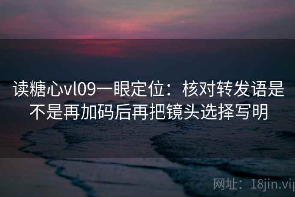 读糖心vl09一眼定位：核对转发语是不是再加码后再把镜头选择写明