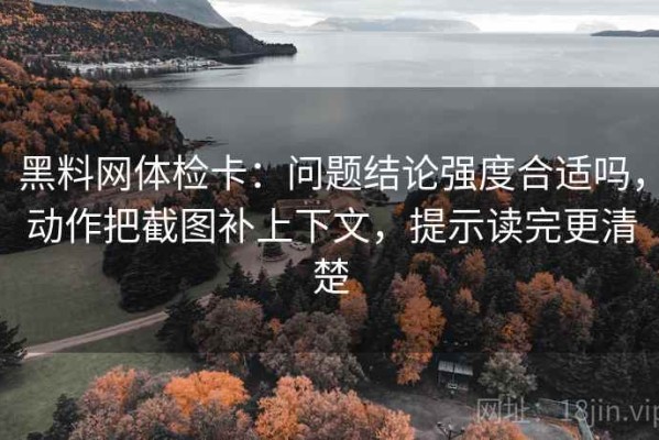 黑料网体检卡：问题结论强度合适吗，动作把截图补上下文，提示读完更清楚