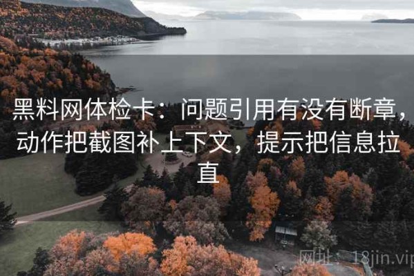 黑料网体检卡：问题引用有没有断章，动作把截图补上下文，提示把信息拉直