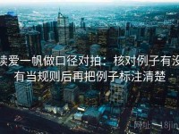 读爱一帆做口径对拍：核对例子有没有当规则后再把例子标注清楚