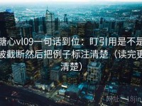 糖心vl09一句话到位：盯引用是不是被截断然后把例子标注清楚（读完更清楚）