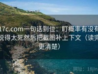 17c.com一句话到位：盯概率有没有说得太死然后把截图补上下文（读完更清楚）