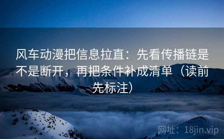 风车动漫把信息拉直：先看传播链是不是断开，再把条件补成清单（读前先标注）